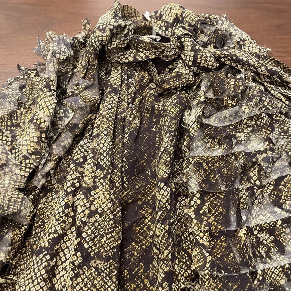 New! Rare ULLA JOHNSON Runway Snakeskin Chiffon Silk Cut-Out Tiered Dress - Picture 14 of 16